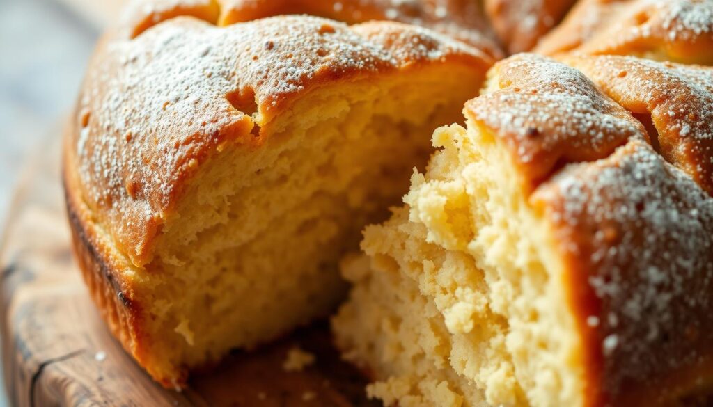 A close-up shot of a freshly baked traditional gateau breton, a classic French butter cake. The golden-brown crust glistens under soft, natural lighting, revealing a dense, moist crumb with a delicate, buttery aroma. The cake is displayed on a rustic wooden surface, with a dusting of powdered sugar adding a touch of elegance. The composition highlights the cake's simplicity and artisanal quality, perfectly capturing the essence of this beloved regional delicacy. A close-up shot of a freshly baked traditional gateau breton, a classic French butter cake. The golden-brown crust glistens under soft, natural lighting, revealing a dense, moist crumb with a delicate, buttery aroma. The cake is displayed on a rustic wooden surface, with a dusting of powdered sugar adding a touch of elegance. The composition highlights the cake's simplicity and artisanal quality, perfectly capturing the essence of this beloved regional delicacy.